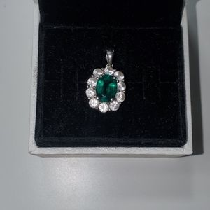 Emerald green necklace charm